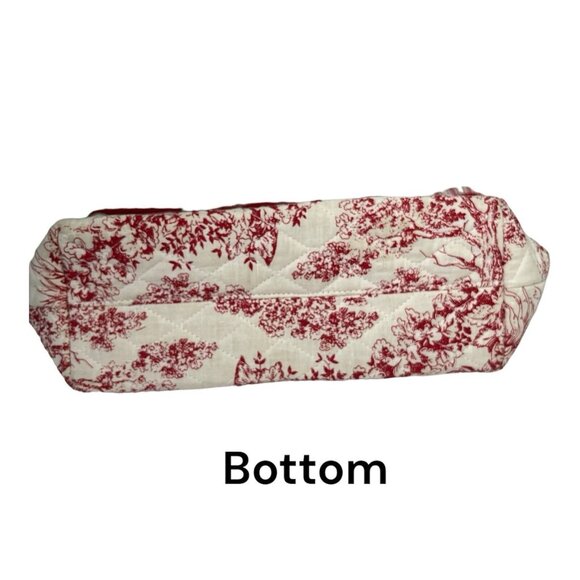 Isabella's Journey Cranberry and white, Renaissance,  Quilted Petite Carpet Bag - Picture 9 of 12